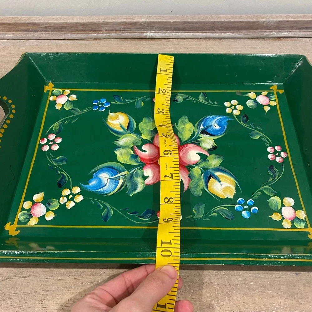 Hand Painted Vintage Wooden Tray | Floral Pattern